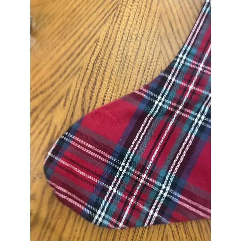 Red Plaid Christmas Stocking Thick Cotton Fabric Country Equestrian English 20